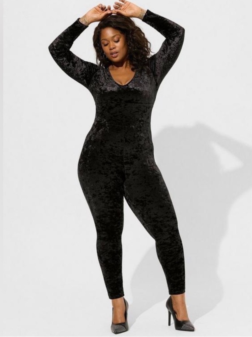 Torrid Crushed Velvet Jumpsuit Womens 2X Black Short Sleeves Goth Grunge Evening